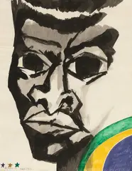 Pelé by Aldemir Martins, 1972, guache sobre papel, offered Oct 2022