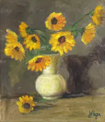 Vaso de Flores by Wega Nery, óleo sobre tela, offered Oct 2022