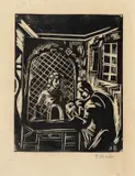 Aldo Bonadei, Sem Título, 1945, xilogravura impressa sobre papel arroz