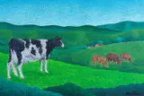 Claudio Tozzi, Paisagem com Vacas, 1980, acrílica sobre tela colada em madeira
