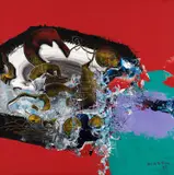 Realização do Gênio by Manabu Mabe, 1986, óleo sobre tela, offered Oct 2022