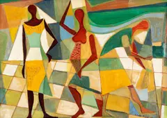 Figuras by Tomás Santa Rosa, 1953, óleo sobre tela, offered Oct 2022