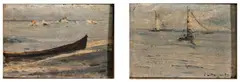 Barcos by Giovanni Battista Castagneto, óleo sobre madeira, offered Oct 2022