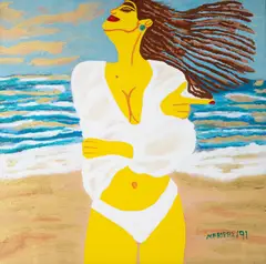 Maripaz Jaramillo, Playa Brisa Y Mar: és lo mas lindo de la tierra, 1991, acrílica e colagem sobre tela
