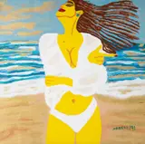 Maripaz Jaramillo, Playa Brisa Y Mar: és lo mas lindo de la tierra, 1991, acrílica e colagem sobre tela