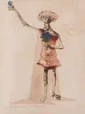 Clóvis Graciano, Mulher com Flores, 1965, técnica mista sobre papel