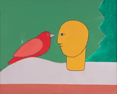 Antonio Maia, Figura e Pássaro, 1983, óleo sobre tela