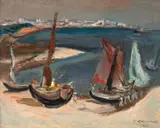 Barcos - São Luiz by Tadashi Kaminagai, óleo sobre tela, offered Aug 2022