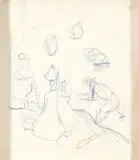 Garimpeiros e Mulheres by Candido Portinari, desenho a lápis de cor sobre papel, offered Aug 2022