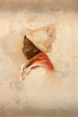 Menino com Chapéu by Henrique Goldsmith, óleo sobre cartão, offered Aug 2022