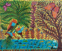 Pássaros e Borboletas by Grauben, 1964, óleo sobre tela, offered Aug 2022