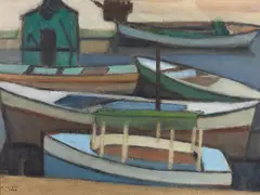 Barcos by Arcangelo Ianelli, óleo sobre tela, offered Aug 2022