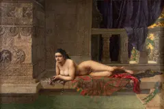Cena Orientalista by Pedro Weingärtner, 1884, óleo sobre tela colada em chapa de madeira, offered Aug 2022
