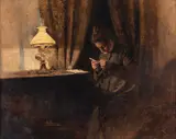 Belmiro de Almeida, Tricotando, 1888, óleo sobre tela