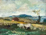 Alfredo Volpi, Paisagem, óleo sobre madeira