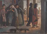 Fofoqueiras by Fulvio Pennacchi, 1942, óleo sobre cartão, offered Jun 2022