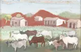 Vacas by Fulvio Pennacchi, 1977, acrílica sobre placa, offered Jun 2022