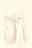 Senhoras Italianas by Fulvio Pennacchi, 1948, carvão sobre papel, offered Jun 2022