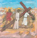 Crucificação by Fulvio Pennacchi, 1987, óleo sobre cartão, offered Jun 2022