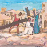 Crucificação by Fulvio Pennacchi, 1987, óleo sobre cartão colado sobre placa, offered Jun 2022