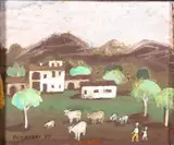 Fulvio Pennacchi, Aldeia do Interior, 1977, tinta plástica sobre placa