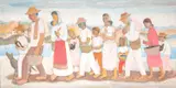 Retirantes by Fulvio Pennacchi, 1987, óleo sobre placa, offered Jun 2022