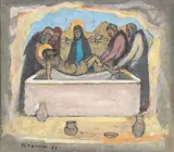 Cristo Deposto by Fulvio Pennacchi, 1987, óleo sobre cartão sobre placa, offered Jun 2022