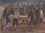 Sepultar - Obra de Caridade by Fulvio Pennacchi, 1947, óleo sobre cartão, offered Jun 2022