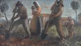Agricultores by Fulvio Pennacchi, óleo sobre placa, offered Jun 2022