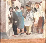 Figuras by Fulvio Pennacchi, óleo sobre placa, offered Jun 2022