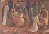 Apóstolos com Jesus Lava os Pés by Fulvio Pennacchi, 1938, óleo e acrílica sobre tela, offered Jun 2022