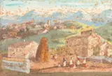 Aldeia by Fulvio Pennacchi, 1979, óleo sobre placa, offered Jun 2022
