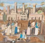 Aldeia Toscana by Fulvio Pennacchi, óleo sobre papel, offered Jun 2022