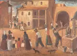 Apagando Incêndio by Fulvio Pennacchi, 1942, óleo sobre cartão, offered Jun 2022