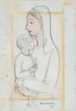 Virgem com Menino by Fulvio Pennacchi, 1987, carvão sobre papel, offered Jun 2022