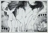 Mulheres by Aldemir Martins, 1979, nanquim sobre papel, offered May 2022