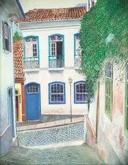Ladeira com Casario Visto da Viela by Yoshiya Takaoka, 1974, óleo sobre tela, offered May 2022