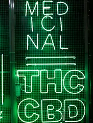 "Be Legal" by Ale Jordão, 2022, iluminação neon verde sobre painel, offered May 2022