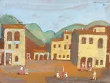 Praça Toscana by Fulvio Pennacchi, 1989, óleo sobre duratex, offered May 2022