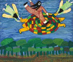 Figuras e Tartaruga by Antônio Poteiro, óleo sobre aglomerado, offered May 2022