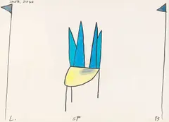 Saluta Diane by Leonilson, 1983, lápis de cor sobre papel, offered May 2022