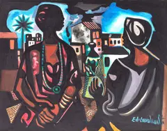Noturno na Favela com Três Mulatas by Di Cavalcanti, 1970, óleo sobre tela, offered May 2022