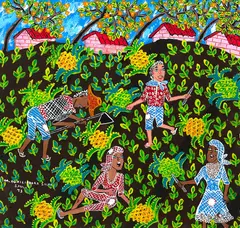 Plantação de Abacaxi by Maria Auxiliadora da Silva, 1973, guache sobre cartão, offered Feb 2022