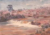 Antonio Rocco, Paisagem com Cascata, óleo sobre tela colada em placa
