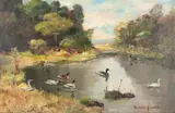 Benedito José De Andrade, Lagoa com Marrecos, óleo sobre tela