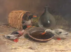 Marreco by Benedito José De Andrade, óleo sobre placa, offered Feb 2022
