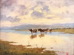 Antonio Godoy, Vacas no Brejo, óleo sobre tela