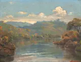 Campos Ayres, Paisagem, óleo sobre cartão