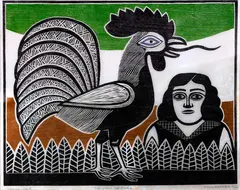 O Galo de Ouro by Gilvan Samico, 1965, xilogravura, offered Feb 2022