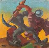 E. P. Sigaud, Removendo a Pedra, 1965, pintura encaustica fundida